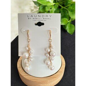 Laundry By Shelli Segal 2 5/16" Gold Tone/Faux Pearl Dangle Drop Earrings-NWOT